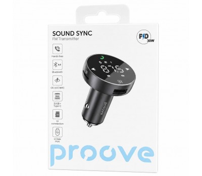 FM-трансмиттер Proove Sound Sync 30W Bluetooth 5.0, PD/QC 3.0, USB Type-C