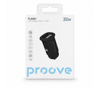 Автомобильное зарядное устройство Proove Flash 30W USB Type-C + USB