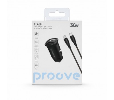 Автомобильное зарядное устройство Proove Flash 30W с кабелем Type-C–Type-C