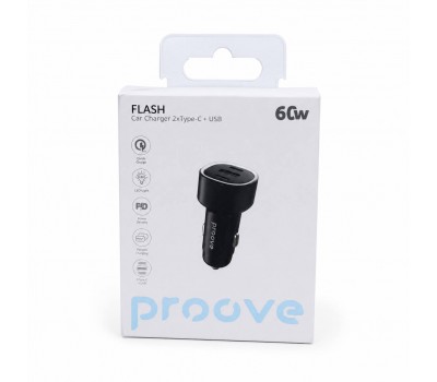 Автомобільний зарядний пристрій Proove Flash 60W 2×Type-C + USB