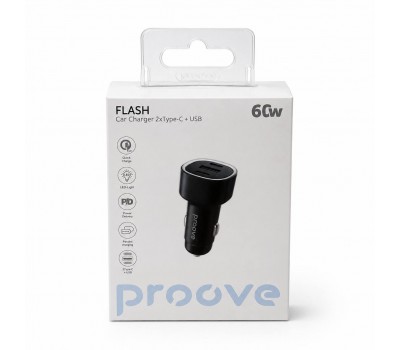 Автомобільний зарядний пристрій Proove Flash 60W 2×Type-C + USB Автомобільний зарядний пристрій Proove Flash 60W 2×Type-C + USB