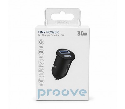 Автомобільний зарядний пристрій Proove Tiny Power 30W USB Type-C + USB Автомобільний зарядний пристрій Proove Tiny Power 30W USB Type-C + USB