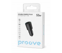 Автомобильное зарядное устройство Proove Double Energy Plus 53W Type-C + USB, PD/QC, серый металлик