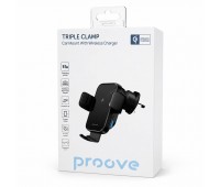 Автомобильный держатель Proove Triple Clamp с беспроводной зарядкой Qi 15W, черный
