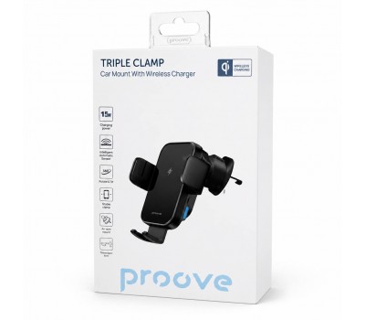 Автомобільний тримач Proove Triple Clamp Qi 15W для смартфона