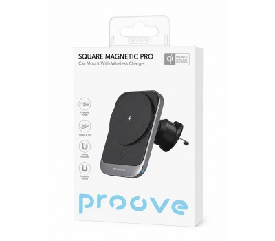 Автомобильный магнитный держатель Proove Square Magnetic Pro Qi 15W