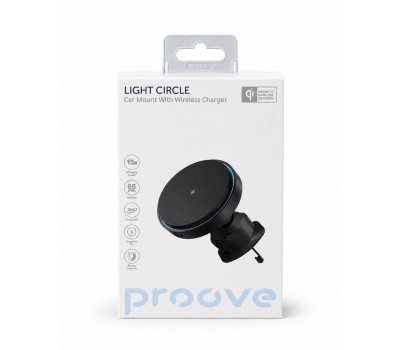 Автомобильный держатель Proove Light Circle 15W с беспроводной зарядкой