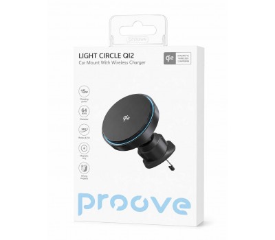 Автомобильный держатель Proove Light Circle Qi2 15W с беспроводной зарядкой