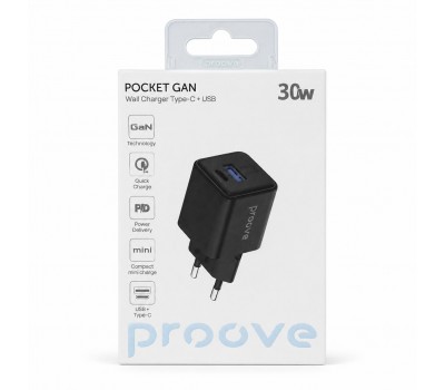 Мережевий зарядний пристрій Proove Pocket GaN 30W Type-C + USB