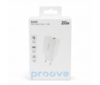 Сетевое зарядное устройство Proove Rapid Wall Charger 20W Type-C + USB, PD 3.0 / QC 3.0, белое Сетевое зарядное устройство Proove Rapid Wall Charger 20W Type-C + USB, PD 3.0 / QC 3.0, белое