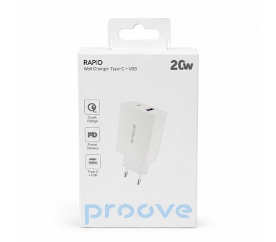 Сетевое зарядное устройство Proove Rapid 20W Type-C + USB