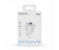Сетевое зарядное устройство Proove Pocket GaN 30W Type-C + USB, PD 3.0 / QC 4+, белое Сетевое зарядное устройство Proove Pocket GaN 30W Type-C + USB, PD 3.0 / QC 4+, белое