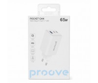 Сетевое зарядное устройство Proove Pocket GaN 65W, 2×Type-C + USB, белое Сетевое зарядное устройство Proove Pocket GaN 65W, 2×Type-C + USB, белое
