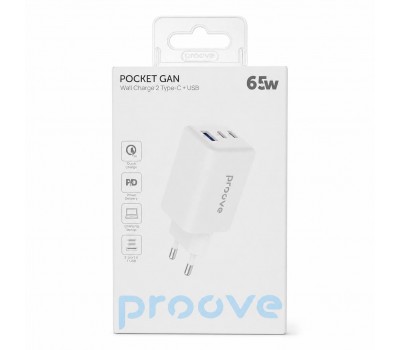 Сетевое зарядное устройство Proove Pocket GaN 65W 2×Type-C + USB