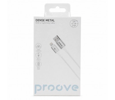 Кабель Proove Dense Metal USB-A to Lightning 1 м 2.4A белый