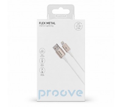 Кабель Proove Flex Metal USB-A to Lightning 1 м 2.4A білий