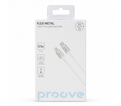 Кабель Proove Flex Metal USB Type-C to Lightning 1 м 27W 3A белый