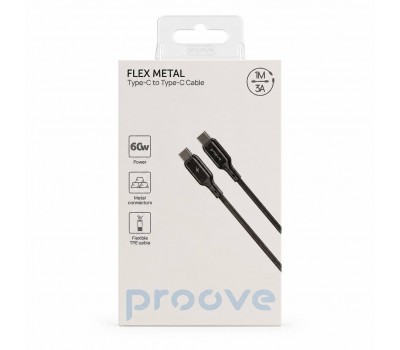 Кабель Proove Flex Metal Type-C to Type-C 1 м 60W 3A черный