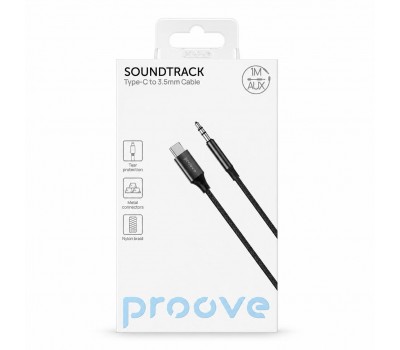 Кабель Proove SoundTrack Type-C to 3.5 мм AUX 1 м Hi-Fi черный