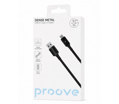 Кабель Proove Dense Metal USB to Type-C 3A 1 м чорний
